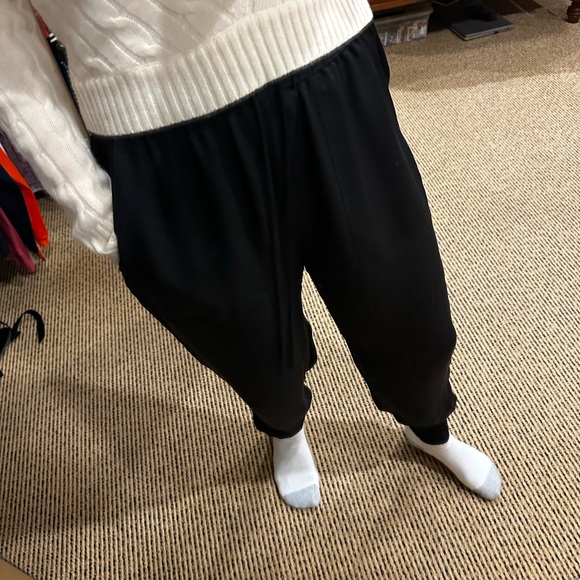 Theory Black Silk Jogger Drawstring Elastic Ankle - Picture 3 of 4